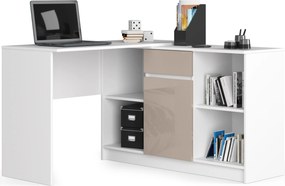 Sarok ĂrĂłasztal B17 fehĂ©r cappuccino fĂ©nyes komĂłd szett Akd