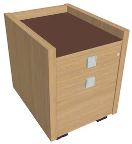 Verno mobil konténer 47 x 60 cm üveggel, 2 fiók, világos tölgy / barna
