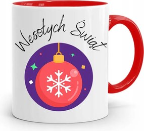 Piros Karácsonyi Bögre Mikulás Karácsonyfa Alá, fényképes nyomattal