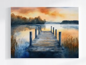 Poszter Kilátás Tájkép Szabadtéri Tó Móló Híd 100x75