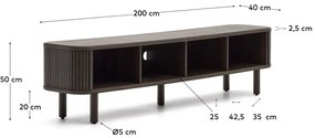 Sötétbarna TV-állvány kőrisfa dekorral 200x50 cm Mailen – Kave Home
