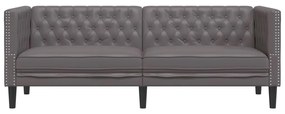 3 személyes szürke műbőr Chesterfield kanapé