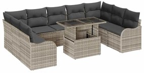 vidaXL Kerti Kanapé Szett párnával 10 pcs Világosszürke Poly Rattan