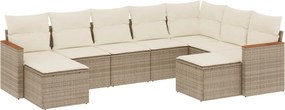 vidaXL 9 részes bézs polyrattan kerti ülőgarnitúra párnákkal