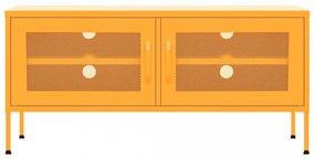 mustársárga acél TV-szekrény 105 x 35 x 50 cm