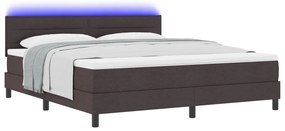 Boxspring Ágy Matrac &amp; LED Sötétbarna 180x200 cm Szövet