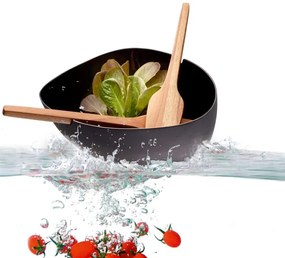 Boat salátás tál akácfa evőeszközzel