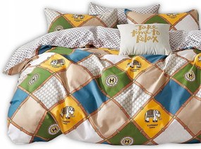 Szatén ágyneműhuzat 160x200 mintás nagy színes rombuszok