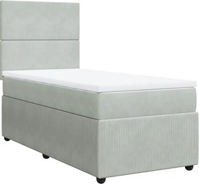 vidaXL világosszürke bársony rugós ágy matraccal 100 x 200 cm