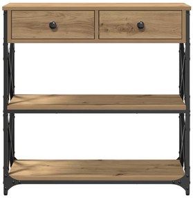 Konsole Asztal Kézműves Tölgy 75x28x75 cm Mérnöki Fa és Acél