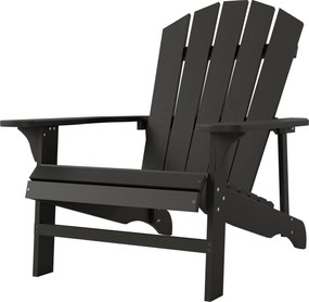 Outsunny időjárásálló fa Adirondack szék – magas háttámla, széles karfák, fekete, 78 x 89 x 88 cm | Aosom