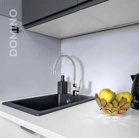 NewArc DOMINO álló mosogató csaptelep króm - SZÜRKE flexibilis kifolyócsővel