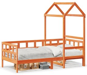 viaszbarna tömör fenyőfa kanapéágy tetővel 80 x 200 cm