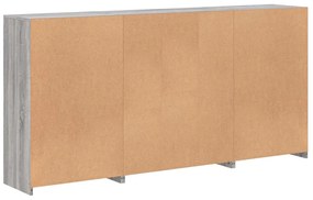 szürke sonoma színű tálalószekrény LED-ekkel 202 x 37 x 100 cm