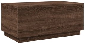 barna tölgyszínű dohányzóasztal LED-lámpákkal 90x50x40 cm