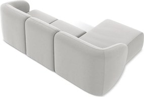 Világosszürke bársony sarokkanapé (bal oldali-heverő résszel) Lani – Makamii