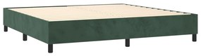 sötétzöld bársony rugós és LED-es ágy matraccal 200x200 cm