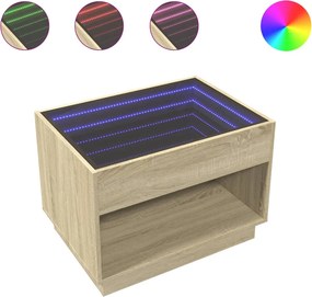 vidaXL sonoma tölgy végtelen hatású LED-es dohányzóasztal 70x50x50 cm