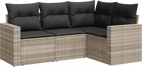 vidaXL 4 részes világosszürke polyrattan kerti ülőgarnitúra párnákkal
