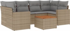 vidaXL 7 részes bézs polyrattan kerti ülőgarnitúra párnákkal