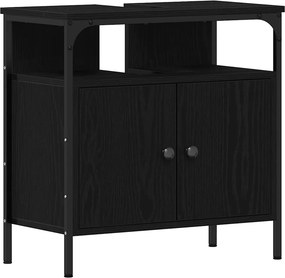 vidaXL fekete tölgy szerelt fa fürdőszobai mosdószekrény 60x30x60 cm