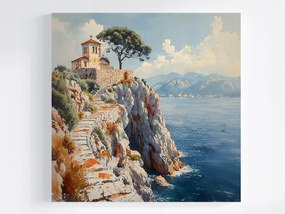 Vászonkép Canvas Tájkép Mediterrán Sziklák Templom 40x40