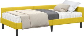 vidaXL Sarok Ágykeret Matraccal Egyéb fejtámlával 2 pcs Sárga Bársony