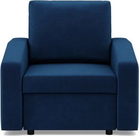 Zeus fotel, döntött kartámasz, bársony, hab töltet, kék