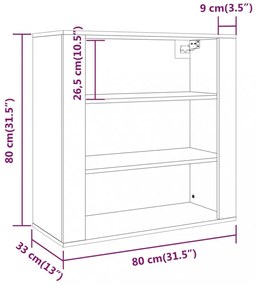 betonszürke szerelt fa faliszekrény 80 x 313 x 80 cm