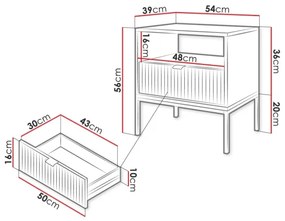 Éjjeliszekrény NOVA 56x54 cm szürke/fekete