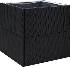 vidaXL fekete polyrattan kerti ültetőláda 80x80x80 cm