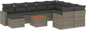 vidaXL 11 részes szürke polyrattan kerti ülőgarnitúra párnákkal