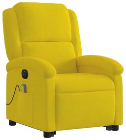 elektromos felállást segítő sárga bársony masszázsfotel