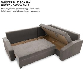 Grande Plus sarokkanapé, jobboldali, szövet anyag, szürke