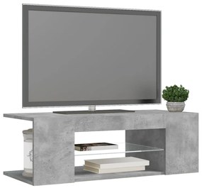 betonszürke TV-szekrény LED lámpákkal 90 x 39 x 30 cm
