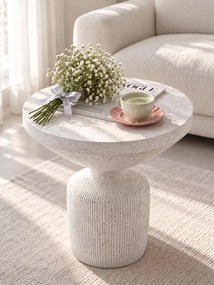Sintro kerek dohányzóasztal 54 cm - fehér terrazzo