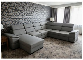 Kihúzható ülőgarnitúra univerzális U-alakú sarokkal és tárolóval GRANADA sötétszürke