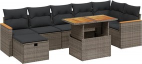 vidaXL 8 részes szürke polyrattan kerti ülőgarnitúra párnákkal