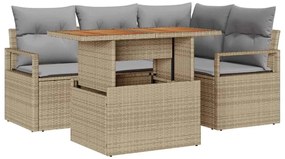 vidaXL Kert étkező szett párnával 5 pcs Barna és szürke