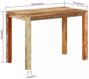 tömör újrahasznosított fa étkezőasztal 110 x 55 x 76 cm