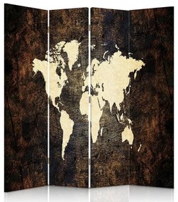 Gario Paraván Világtérkép sötét táblákon Méret: 145 x 170 cm, Kivitelezés: Forgó paraván 360°