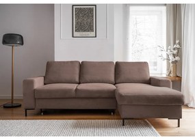 Barna kordbársony kinyitható sarokkanapé (jobb oldali) Lofty Lilly – Miuform