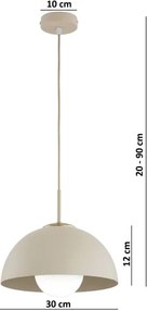 Brilagi - Kábeles függeszték COSMO 1xE27/60W/230V Ø 30 cm bézs/arany