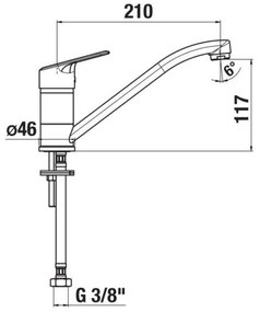 JIKA H3512E10042301 - LYRA mosogató csaptelep, 21 cm, fényes króm