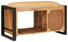 Tároló pad vászonnal 80x35x40 cm Tömör durva mangófából