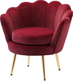 HOMCOM Bársonyos Klubfotó Arany Fém Lábakkal, 76 x 67 x 74 cm, Bordó | Aosom