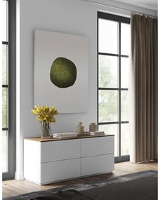Fehér komód diófa dekoros fiókokkal és fedlappal, 120 x 54 cm Join - TemaHome