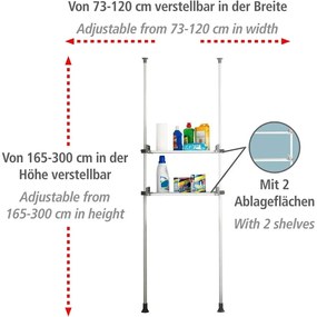 Fehér fém fürdőszobai polcos állvány 120x300 cm Herkules – Wenko