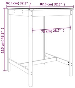 tömör duglászfenyő kerti asztal 82,5x82,5x110 cm