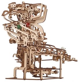 Ugears - 3D fa mechanikus puzzle Üveggolyó pálya lánc